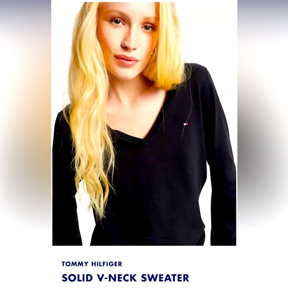 Tommy Hilfiger Solid V Neck Sweater - Picture 1 of 5